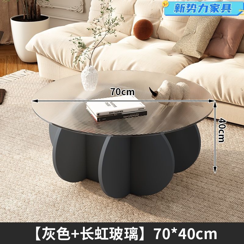 Glass coffee table accessible luxury modern living room for home small apartment casual round popular table normcore pumpkin coffee table