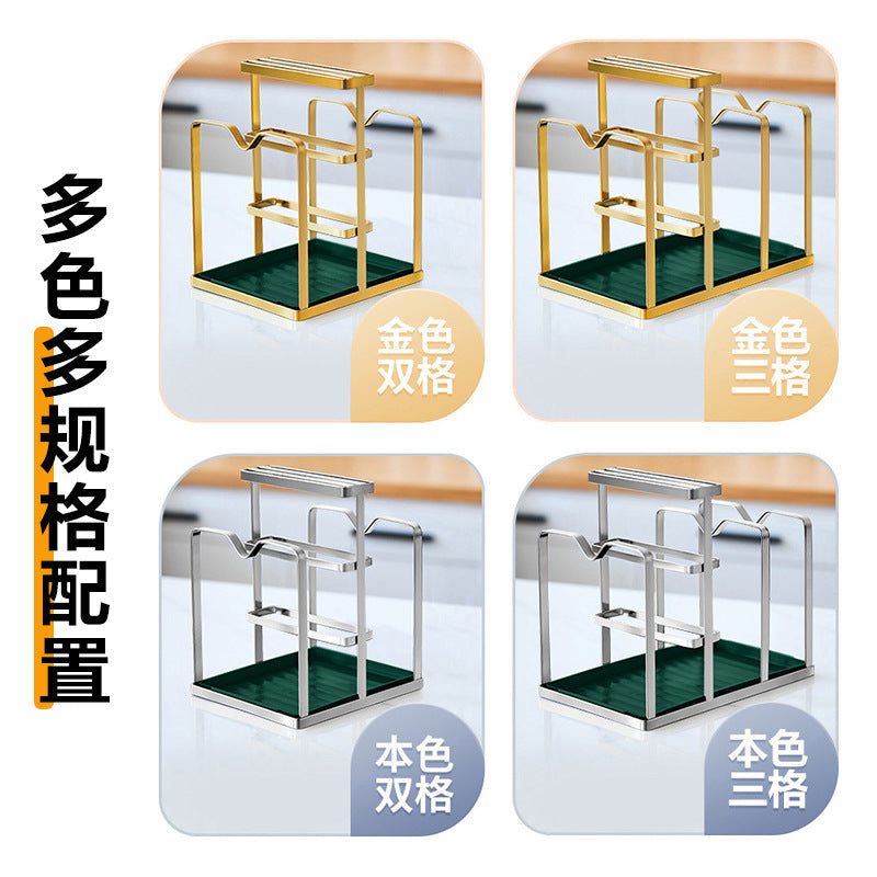 Stainless steel knife holder cutting board integrated storage rack kitchen rack knife seat chopstick cartridge lid cutting board rack factory wholesale