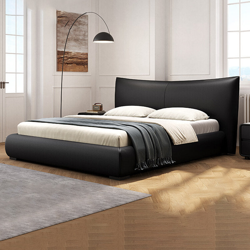 Italian light luxury genuine leather bed bedroom wedding bed designer style king size bed 1.8m trending black double bed