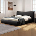 Italian light luxury genuine leather bed bedroom wedding bed designer style king size bed 1.8m trending black double bed