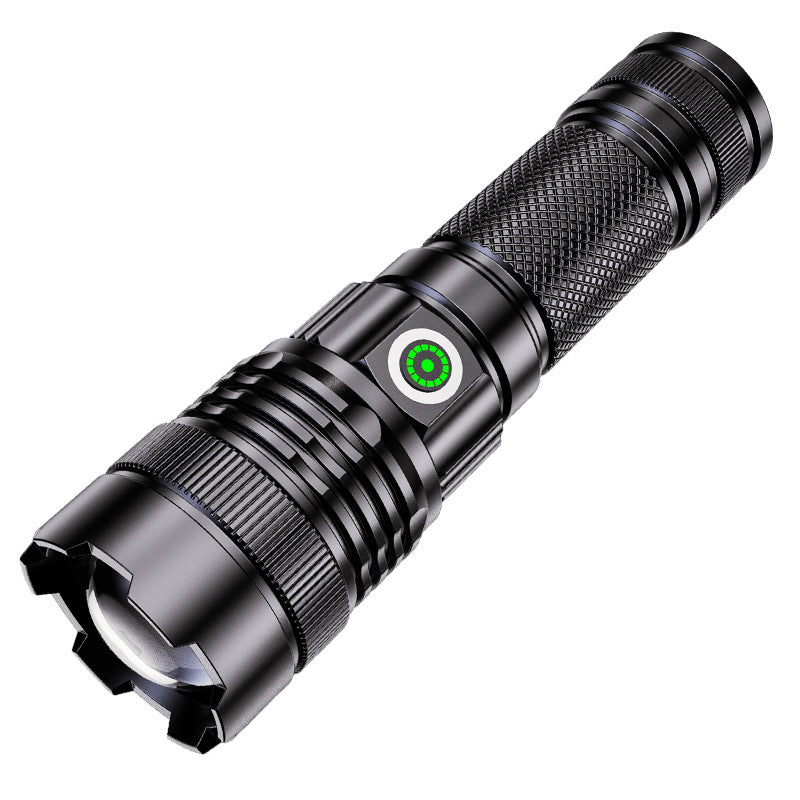 Cross-border new product 30W LED white laser flashlight USB charging outdoor zoom stepless dimming strong light flashlight