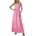 cross-border summer women's plaid square neck a-line casual beach vacation long sundress