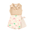 Children's clothing  fashion children's clothing cross-border sleeveless vest + printed shorts skirt