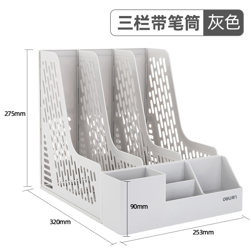 Deli file frame data rack thickened plastic storage box vertical file rack file basket wholesale