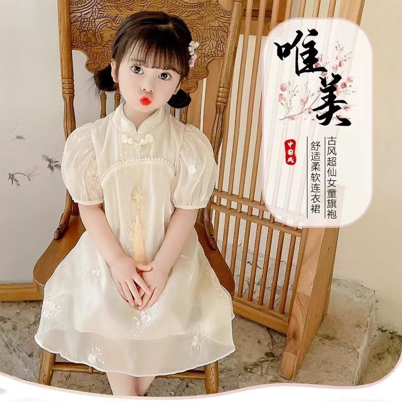 Girls' cheongsam dress - new  summer collection: elegant, chic, chinese style, baby hanfu - exquisite and adorable