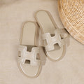 Summer fashion flat women's sandals export plus size women's slippers hot pressed electric embroidered low heel shoes round toe