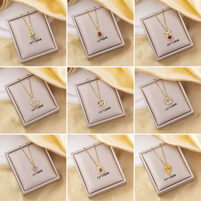 Necklace female simple fashion niche design hot style titanium steel pendant high-end electroplated versatile elegant clavicle chain