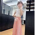 Girls' pants  new korean style kids striped lace waistband loose wide leg pants girls summer straight leg trousers