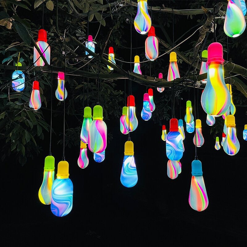 Internet celebrity led colorful glazed amber wishing light blessing hanging tree light outdoor lighting project decorative atmosphere light