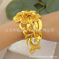 Middle eastern dubai gold women's statement flower bracelet, adjustable size brazilian wedding bridal party gift