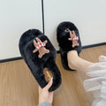 Thick sole fur slippers women's outwearfall and winternew arrivalk-style slippers women's cartoon bear women's slippers couple shoes