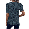 women's  v-neck floral print shirred short sleeve chiffon shirt - bohemian style, relaxed fit