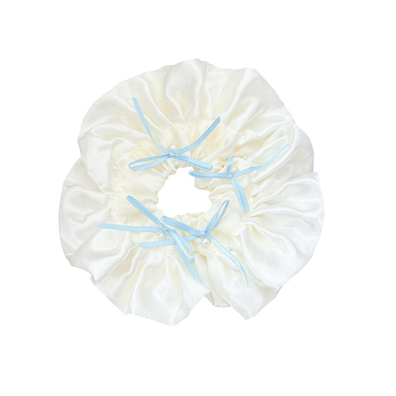 Sweet ballet style satin bow scrunchie - perfect for ponytails, buns, and hair ties