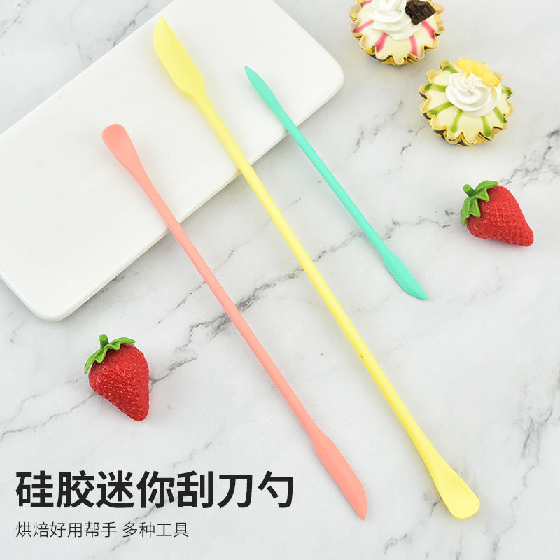 Double Head Mini Silicone Small Tip Scraper Spoon Set Extended Cosmetic Bottle Wall Scraper Fruit Sauce Scraper Small Spoon Scraper