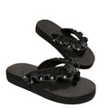 Plus size aliexpress export drag pearl rhinestone clip-on slippers cross-border new product wedge thick sole flip-flops women's slippers