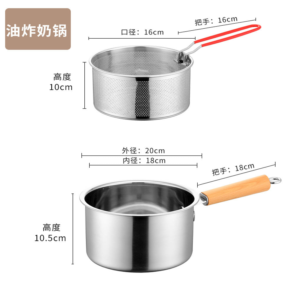 304 stainless steel mini for home fuel-saving multifunctional fryer for frying large-capacity tempura and cooking noodles to filter residue and supplementary food