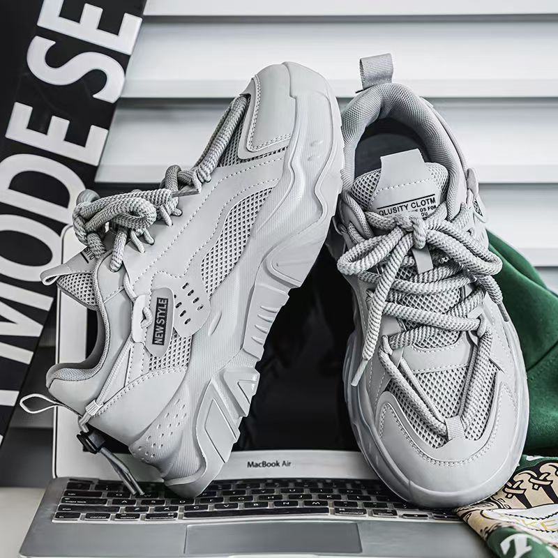 Men's shoes 2025 new winter trendy men's thick-soled sports hot-selling mesh breathable casual dad shoes