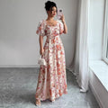 summer print long french floral slimming maxi dress