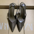 Za2025springnew arrival brown pointed toe french high-heeled sandals for women eleganteasiest for match stiletto high heels