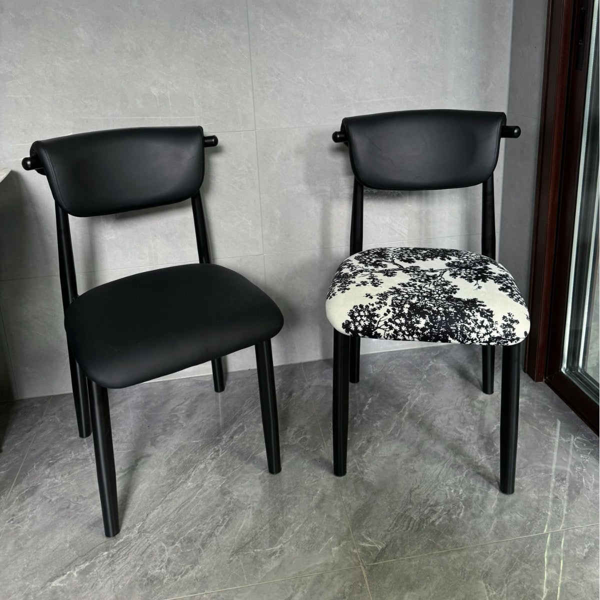 Dining chair Italian light luxury modern simple home back chair book table chair Nordic fabric soft bag designer croissant chair