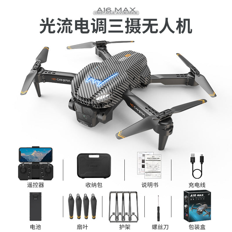 New a16max drone - optical flow, triple camera, aerial photography, quadcopter, long-endurance, obstacle avoidance, remote control aircraft toy