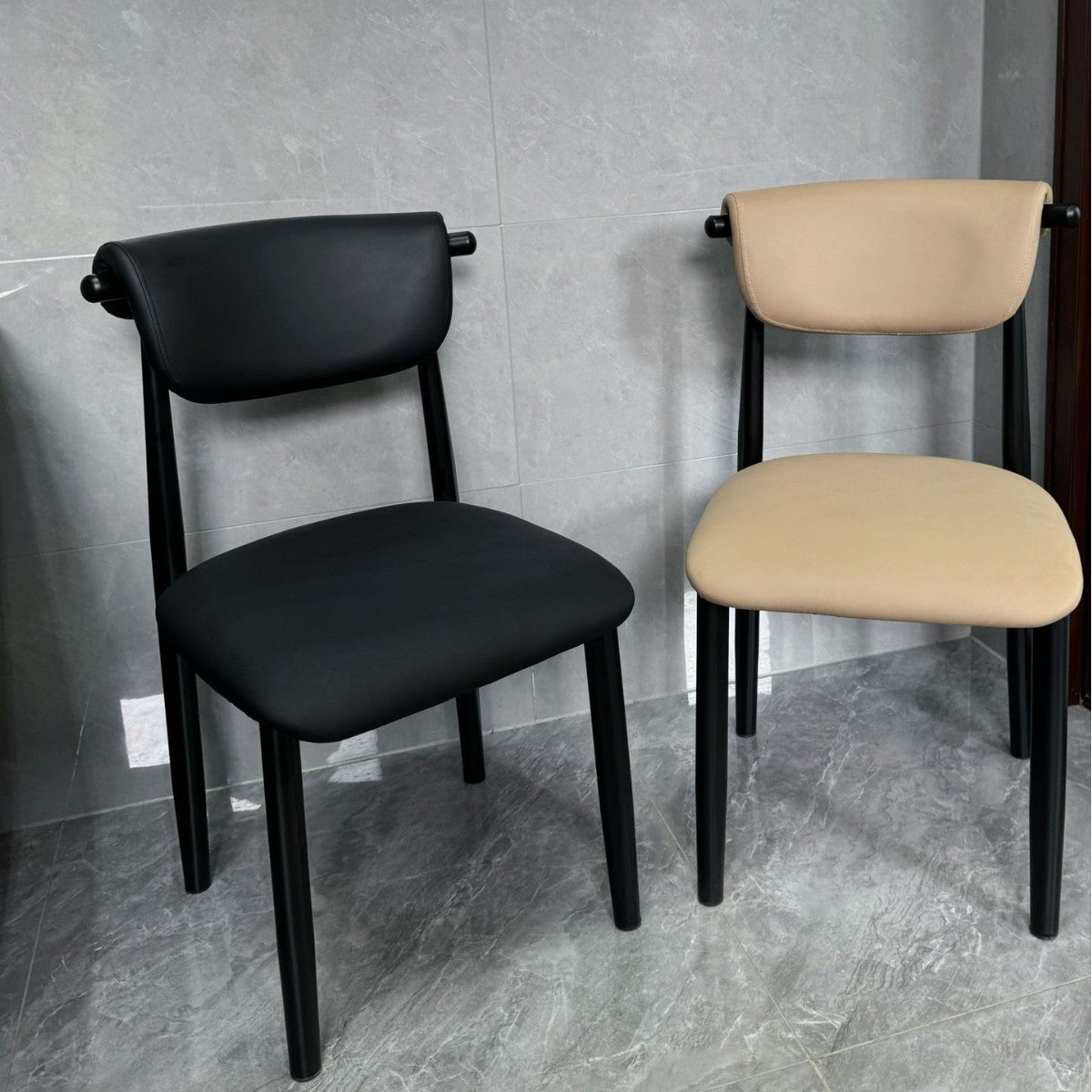 Dining chair Italian light luxury modern simple home back chair book table chair Nordic fabric soft bag designer croissant chair