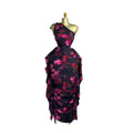 European and american cross-border women's fashion  summer new sleeveless one-shoulder asymmetrical neckline printed tie-up ruffle trim bodycon dress