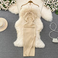 Spring and summer elegant socialite haltercut outtube top hip-covering long skirt women's tight sexybackless slit knitting long skirt