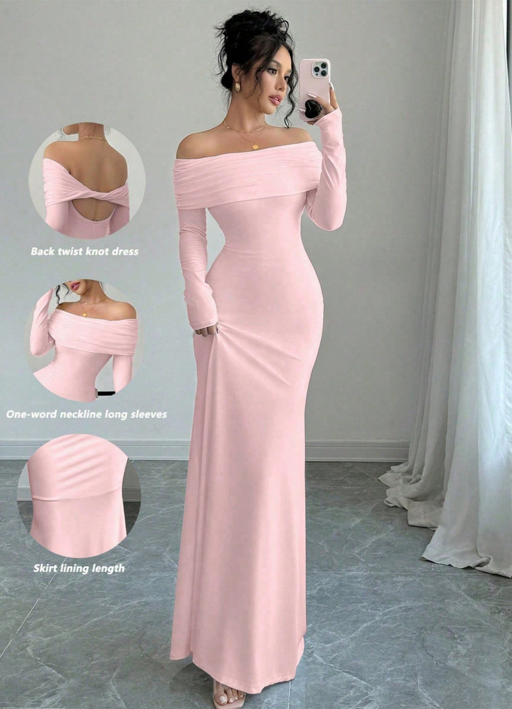 Export 2025 spring women's one-shoulder ruched bodycon fashionable elegant bodycon long evening gown dress