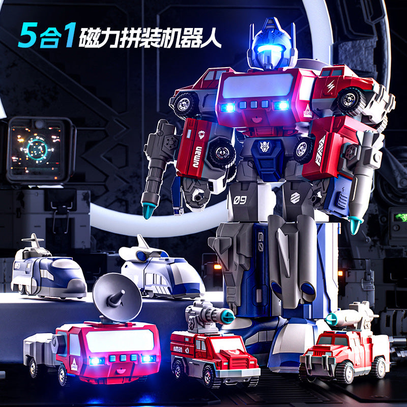 Guochao magnetic deformation robot assembly magnetic deformation autobot ejection cannon combined remote control toy gift