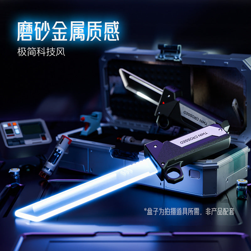 Trendy new double-bladed retractable lightsaber toy for kids - glowing sword for boys, cool dual-head laser sword with sound and light effects
