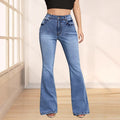 Pre-sale-65832#  cross-border fashion foreign trade women's clothing trendy personalized bow printed denim pants