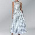 cross-border e-commerce european and american women's clothing: new summer collection - elegant polka dot slimming french dress with cinched waist