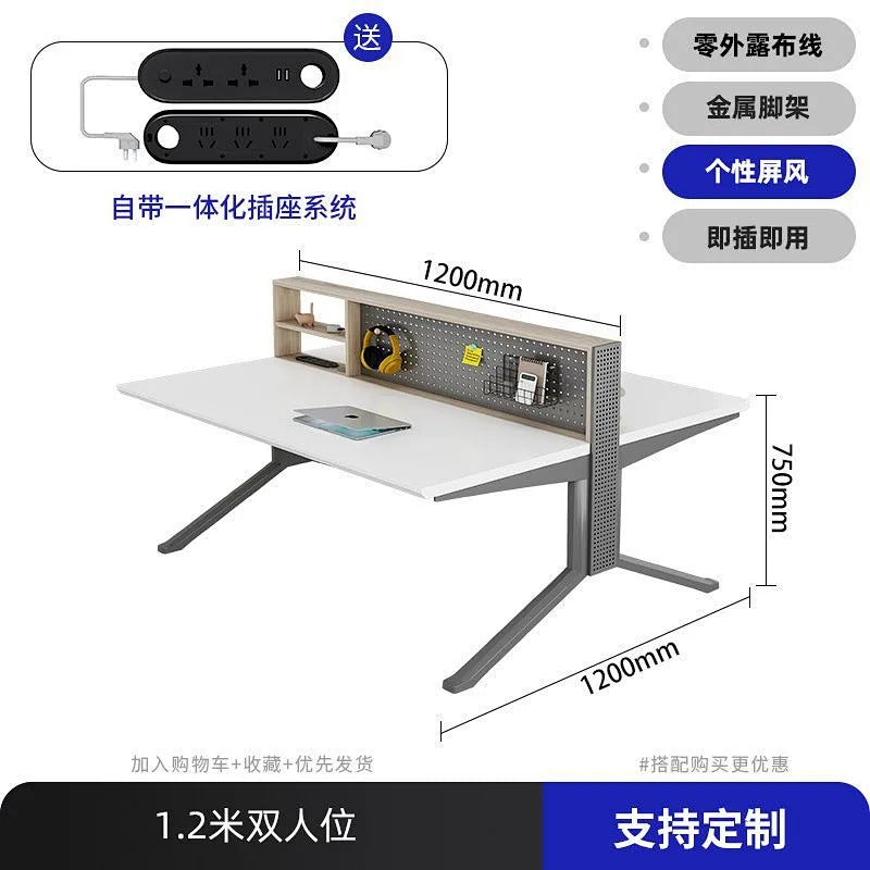 Modern office desk, staff slot, double four-person slot, perforated board, hanging board, storage screen, table and chair combination, commercial office