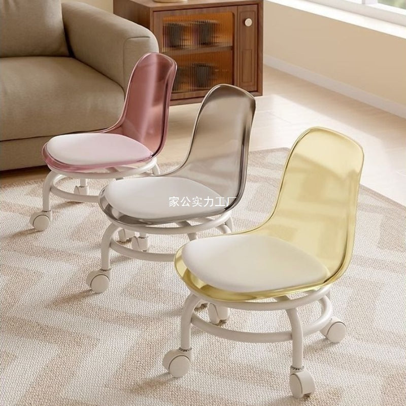 Acrylic stool silent universal wheel children with baby toddler stool net pulley small chair home low stool beautiful seam