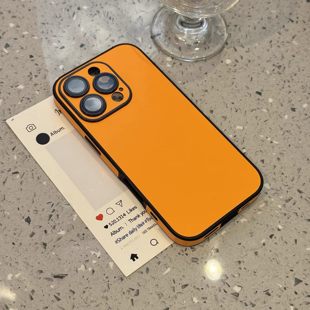 applicable iphone 17 pro max minimalist vegan leather phone case, iphone 16 full-coverage lens film, anti-drop hard case