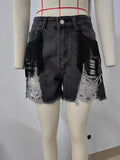 european and american women's clothing  cross-border trade independent website  new personalized tassel washed denim shorts