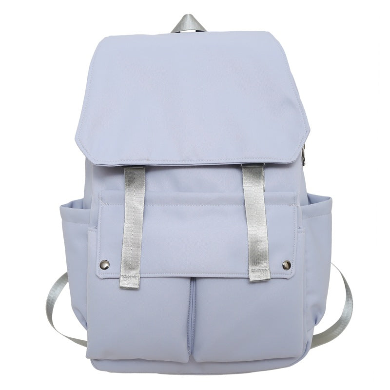 Backpack solid color simple daily travel both practical large backpack Oxford cloth breathable anti-splash college backpack
