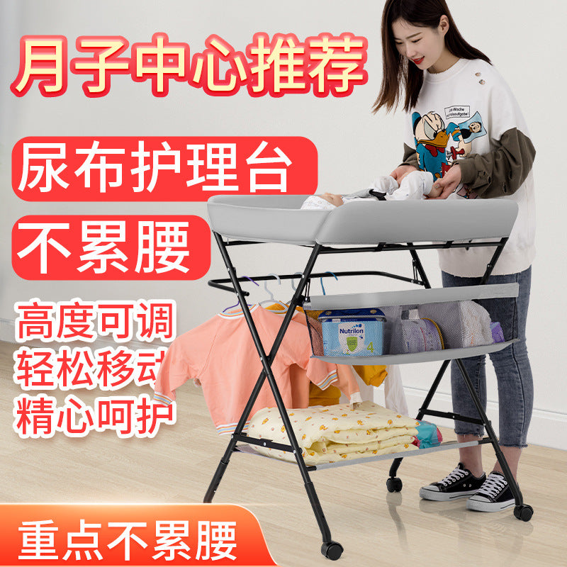 Diaper changing table - portable, multifunctional, foldable baby care station for newborns - bathing, diaper changing, and massage