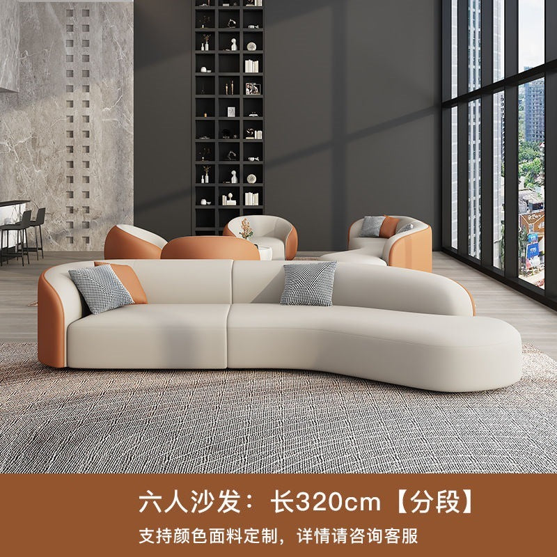 Minimalist hotel lobby, grand hall, vip lounge, reception area, sales & negotiation lounge, living room curved leather sofa