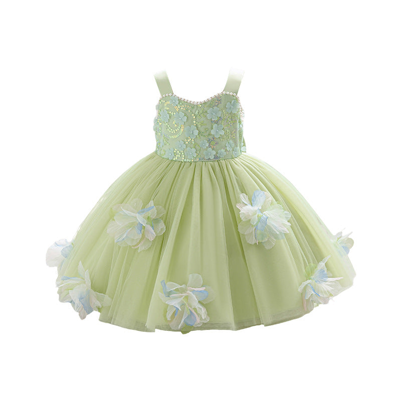 Girls' birthday dress: stunning fairy princess gown - high-end, stylish, perfect for hosts, piano performances, and stage shows