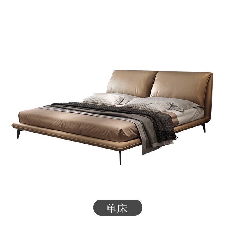 Italian light luxury modern casual small elephant ear bed master bedroom fabric double bed genuine leather wedding bed soft bag bed wholesale