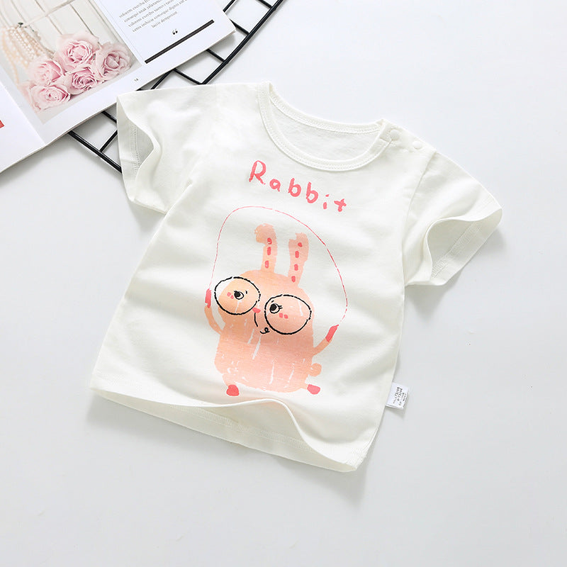 Wholesale baby short-sleeve t-shirts: 100% cotton crew neck printed tops for boys and girls - summer a-grade base layers