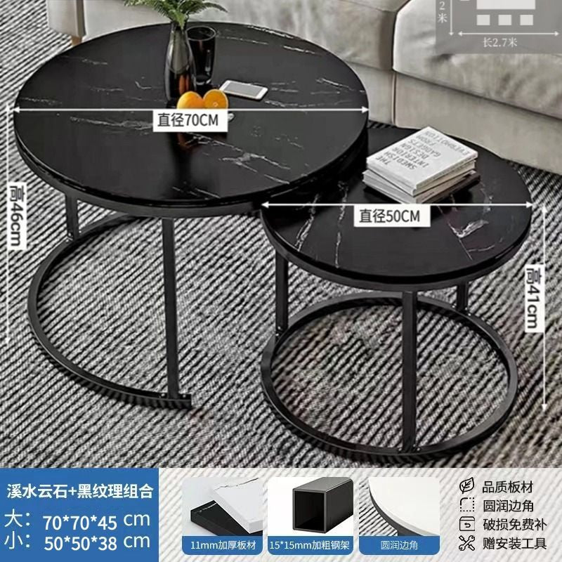 Coffee table living room home round table small apartment light luxury minimalist sofa tea table modern 2025 new balcony table