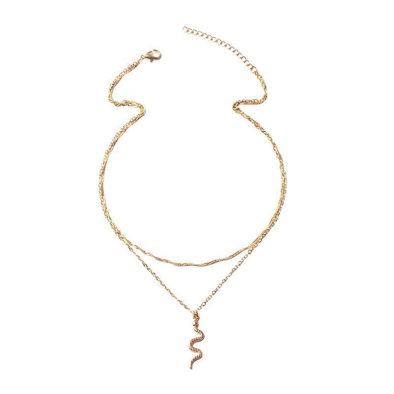 Multi-layered snake-shaped necklace wholesale european and american cross-border jewelry pendant easiest for matchniche style alloy women's clavicle chain snake-shaped chain