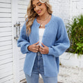 Fashion cross-border export women's clothing new arrival   loosecasual round neck sweater one-row button tops trendy