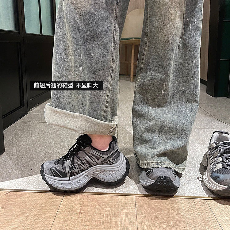 Thick sole heightened lightweight sports dad shoes women's 2026 new spring mesh white hiking shoes casual running shoes