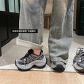 Thick sole heightened lightweight sports dad shoes women's 2026 new spring mesh white hiking shoes casual running shoes