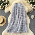 Fairy style high waist mesh patchwork cake skirt for women spring layered fluffy skirt slimming lookeasiest for matcha-line long skirt