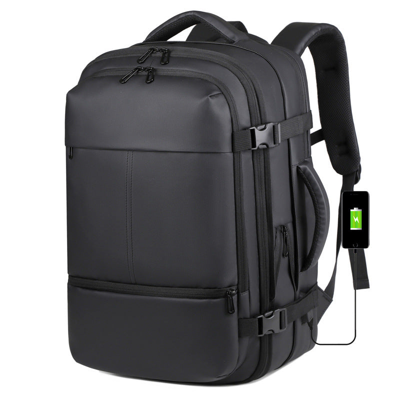 Business Backpack Large Capacity Cross-border Leather Film Tablet PC Backpack Multifunctional Folding Travel Backpack Men